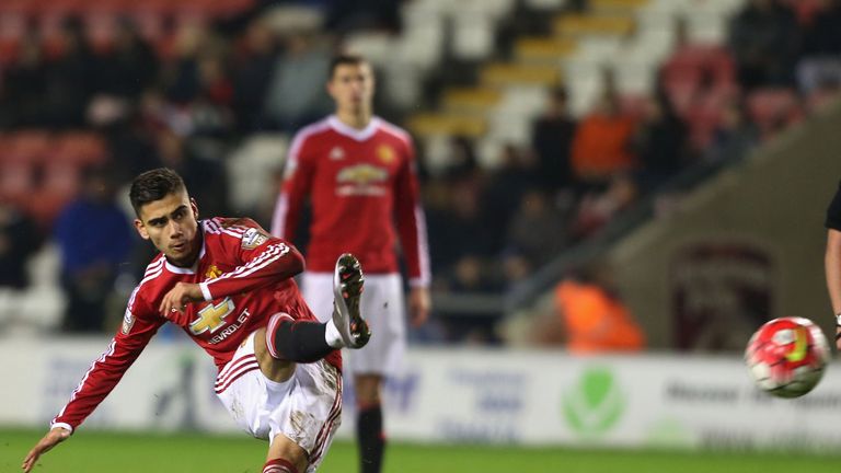 Andreas Pereira in action for Manchester United U21s
