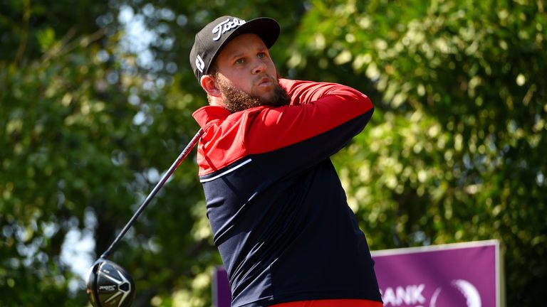 Andrew Johnston of England plays his tee shot on the 6th during the third round of the Commercial Bank Qatar Masters