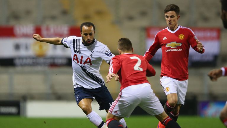 Andros Townsend in action against Manchester United U21 