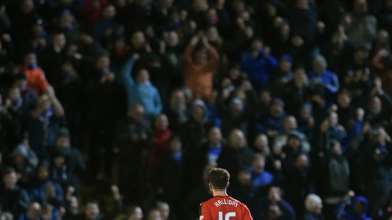 Rangers' Andy Halliday celebrates after team-mate Barrie McKay's scores against Greenock Morton