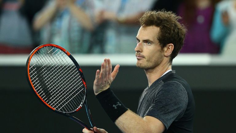 Andy Murray of Great Britain celebrates winning his third round match against Joao Sousa of Portugal