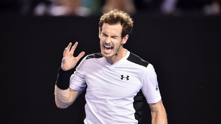 Andy Murray reacts