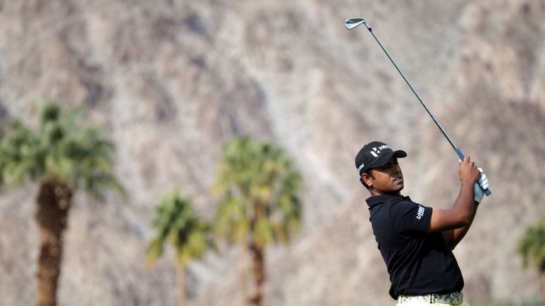 LA QUINTA, CA - JANUARY 21: Anirban Lahiri of India plays his second shot from the fairway on the 11th hole during the first round of the CareerBuilder Cha