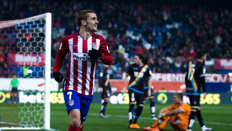 Antoine Griezmann of Atletico de Madrid celebrates scoring their second goal