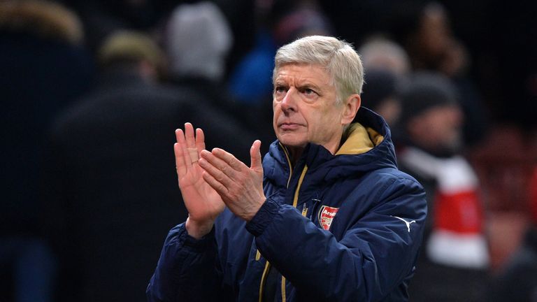 Arsene Wenger applauds away fans, Stoke City v Arsenal, Premier League