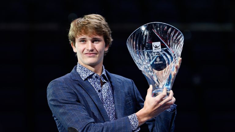 Alexander Zverev of Germany receives the ATP Star of Tomorrow Award 2015