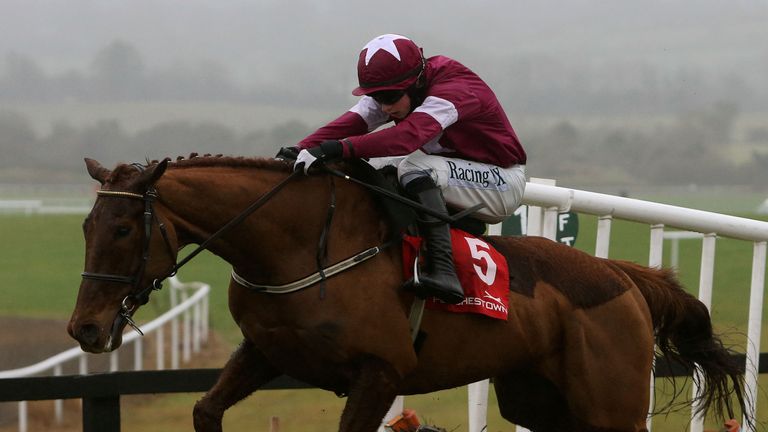 Balko Des Flos, ridden by Bryan Cooper, clears the last on the way to winning the Michael Fitzpatrick Memorial Maiden Hurdle at Punchestown