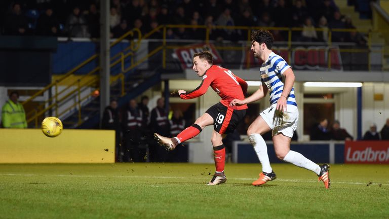 Rangers' Barrie McKay (left) scores his side's second goal in 2-0 win away to Morton