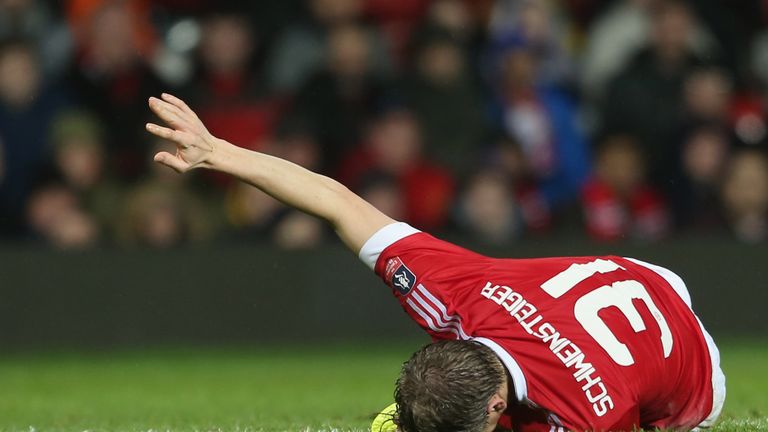 Bastian Schweinsteiger was injured during the FA Cup match between Manchester United and Sheffield United