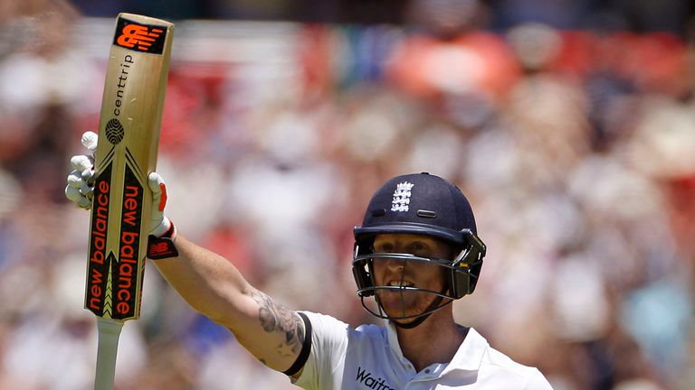 England's Ben Stokes celebrates as he makes 200 in cape Town