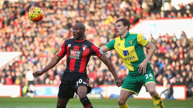 Benik Afobe of Bournemouth during the Barclays Premier League match between A.F.C. Bournemouth and Norwich City