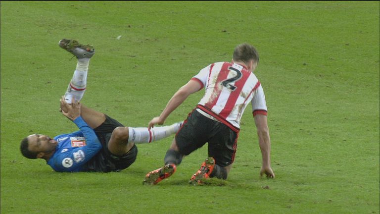 Billy Jones put a two-footed challenge in on Junior Stanislas