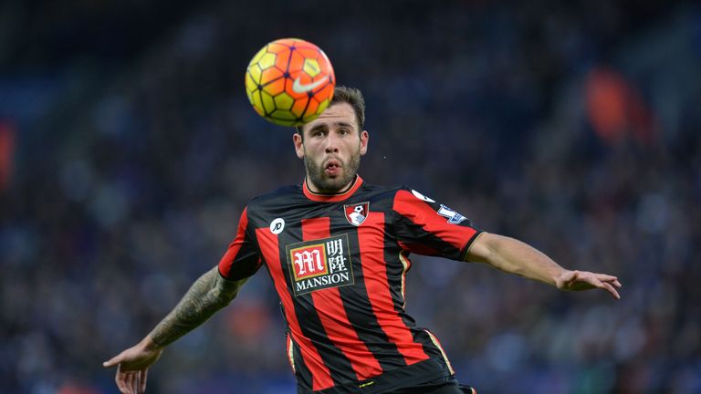 Bournemouth defender Steve Cook controls the ball during the Premier League match against Leicester City