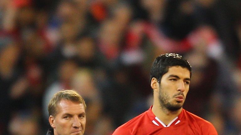  Brendan Rodgers (left) and Luis Suarez, Melbourne Victory v Liverpool friendly