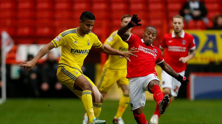 Charlton Athletic's Callum Harriott and Nottingham Forest's Michael Mancienne on collision course