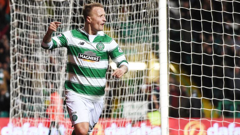 Leigh Griffiths celebrates his winning goal for Celtic against Partick