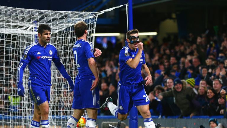 Cesar Azpilicueta (right) celebrates scoring Chelsea's first goal against West Brom