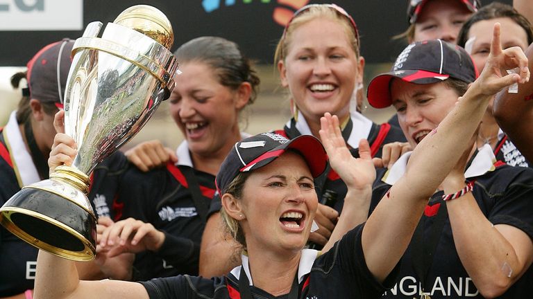 Charlotte Edwards leads the 2009 World Cup celebrations