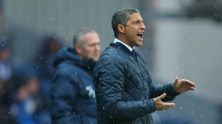 Brighton and Hove Albion manager Chris Hughton during the Sky Bet Championship match at Ewood Park, Blackburn.