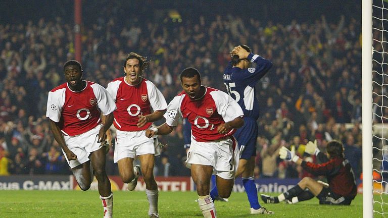 Ashley Cole celebrates his crucial winner against Dynamo Kiev