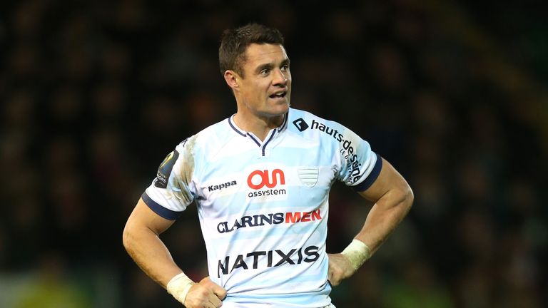 Dan Carter looks on during the Champions Cup match between Northampton Saints and Racing 92