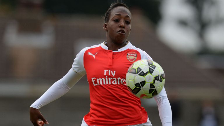 Danielle Carter of Arsenal Ladies during the match with Watford Ladies in Continental Park