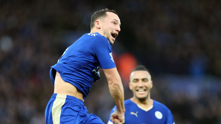 Danny Drinkwater celebrates after scoring to make it 1-0 during the Premier League match between Leicester City and Stoke City at the King Power Stadium