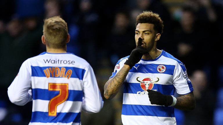 Danny Williams of Reading celebrates scoring his team's third goal against Walsall
