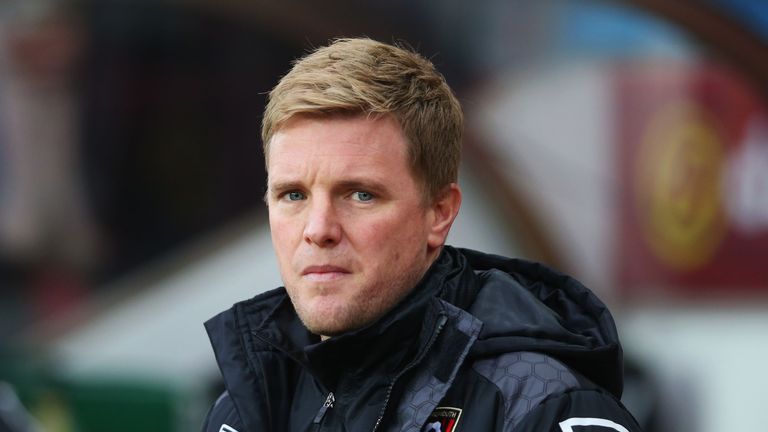 Eddie Howe Manager of Bournemouth looks on
