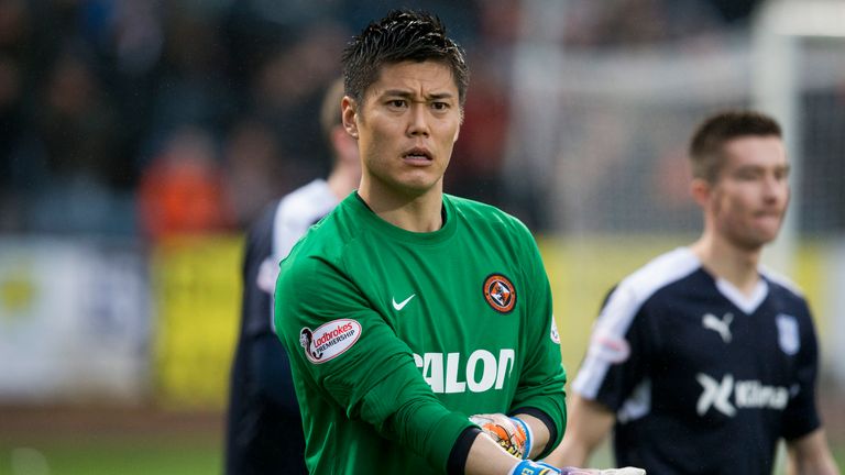 Dundee United keeper Eiji Kawashima made his debut in the derby against Dundee