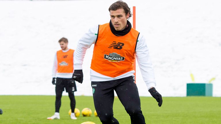 Erik Sviatchenko training at Lennoxtown on first day with Celtic