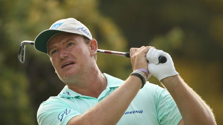 Ernie Els of South Africa hits his tee shot on the 13th hole during the first round of the BMW South African Open Championship