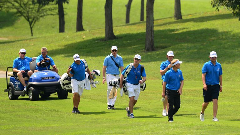 Team Europe practiced together on Tuesday ahead of the EurAsia Cup 