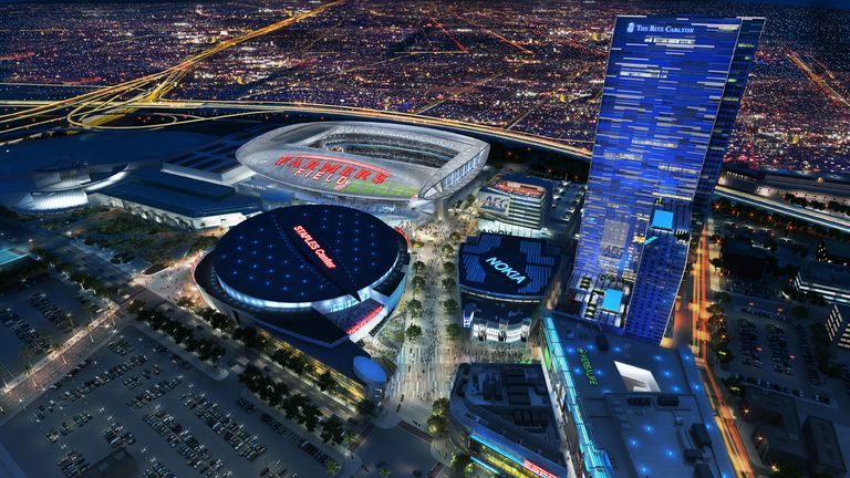In this rendering released by AEG, the proposed football stadium to house a NFL team in Los Angeles, California is seen. It was announced February