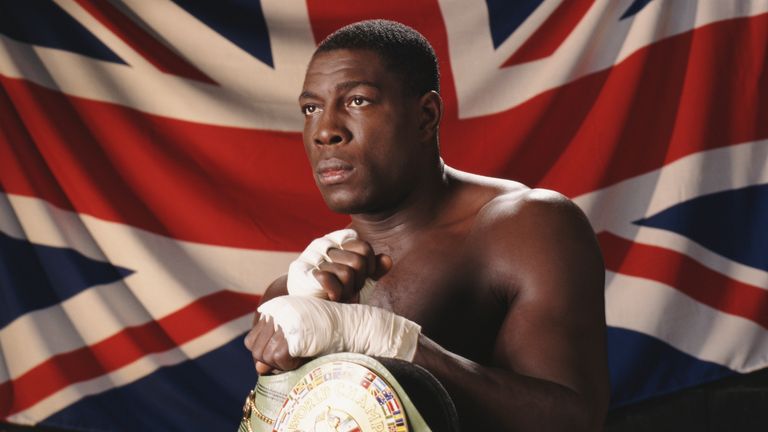 Frank Bruno poses with his WBC belt on 1st November 1995.