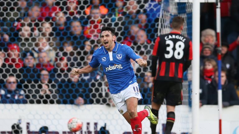 Gary Roberts of Portsmouth celebrates scoring his team's goal against Bournemouth