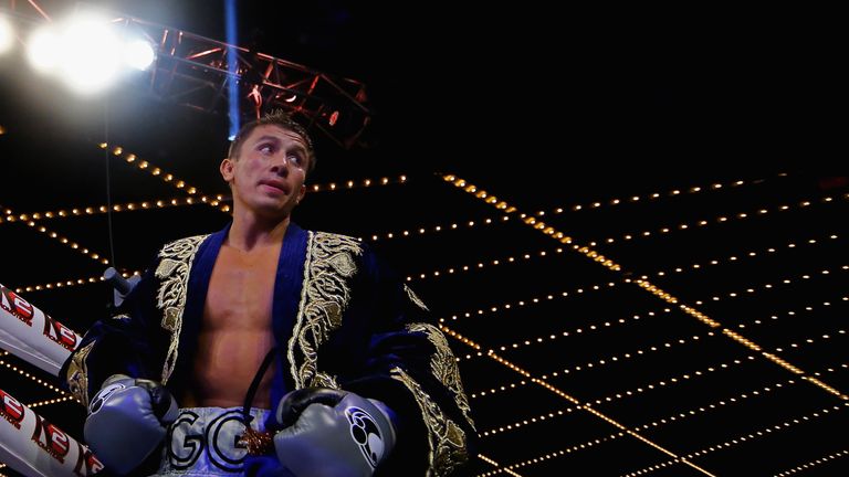 Gennady Golovkin looks on before his fight against Curtis Stevens for the WBA Middleweight Title at The Theater at Madison Squ