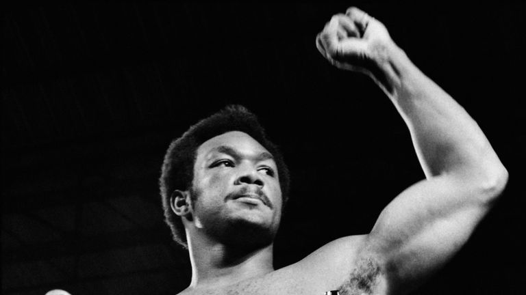 TO GO WITH AFP STORIESnIn this photo taken on October 29, 1974 US heavy weight boxing champion George Foreman getures during the weigh-in before the heavy 