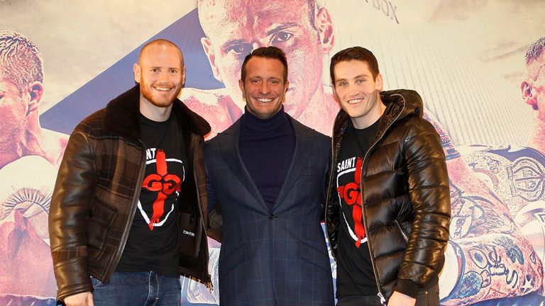 George Groves, Kalle Sauerland, Shane McGuigan (Pic by Lawrence Lustig).