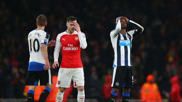 Georginio Wijnaldum shows his frustration after Newcastle's defeat at Arsenal