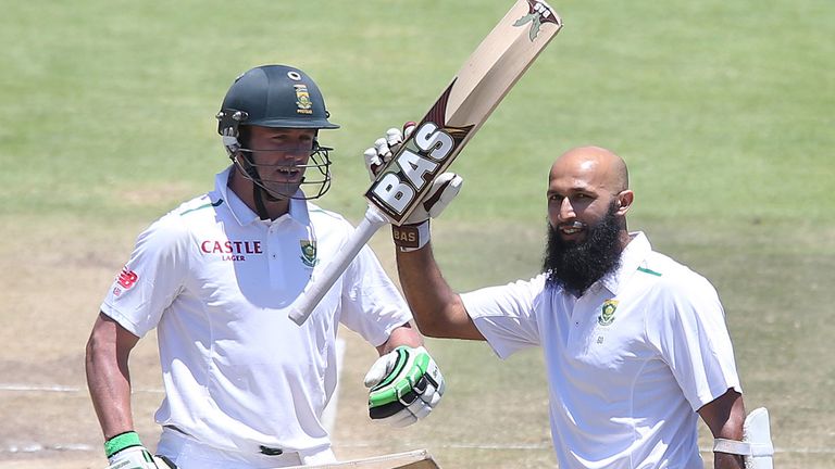 Hashim Amla of the Proteas celebrates his century