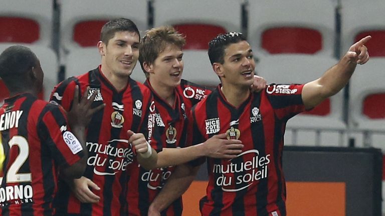 Former Newcastle player Hatem Ben Arfa (right) scored for Nice against Lorient 