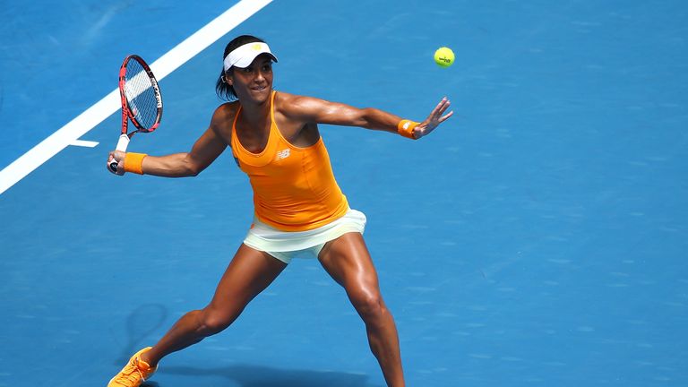 Heather Watson recorded an impressive win over Sabine Lisicki of Germany in their womens singles match on day six of the Hopman Cup