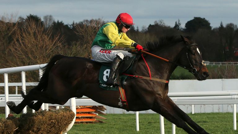 Supasundae ridden by Jonathan Burke jumps the last to win The Paddy Power Maiden Hurdle during day two of the Christmas Festival at Leopardstown Racecourse