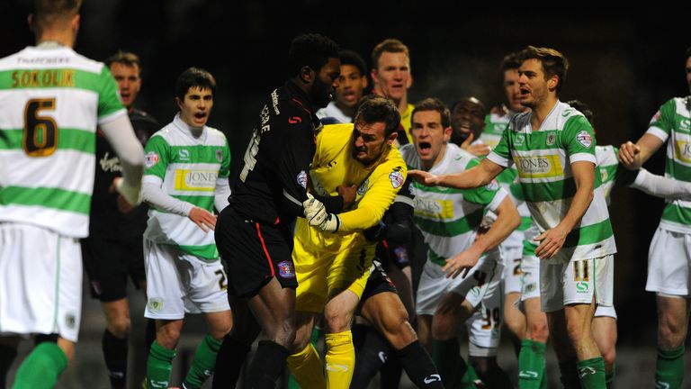 It was a fiery encounter at Huish Park