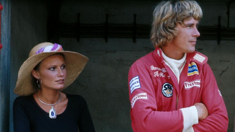 Hunt with wife Suzy Miller at the 1974 Italian GP