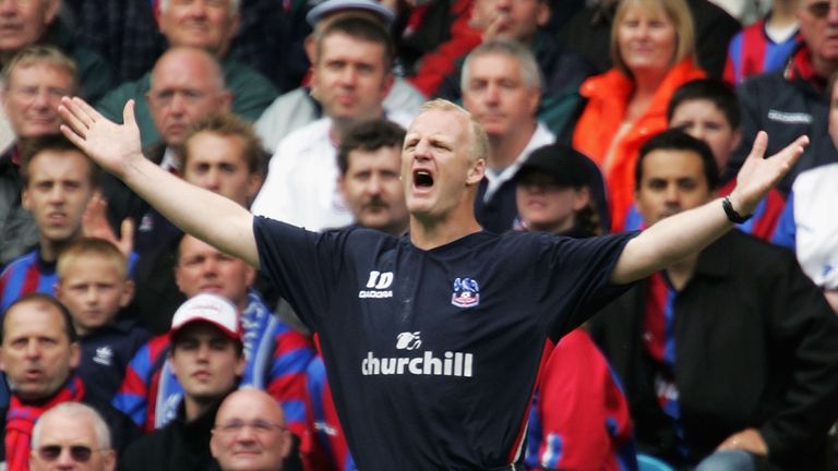 Iain Dowie in charge of Crystal Palace during a match against Southampton in 2005