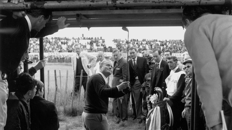 Jack Nicklaus in action at the 1966 Open Championship