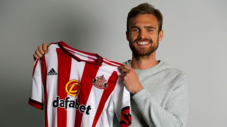 German International Jan Kirchhoff poses after completing his move to Sunderland AFC at the Academy of Light