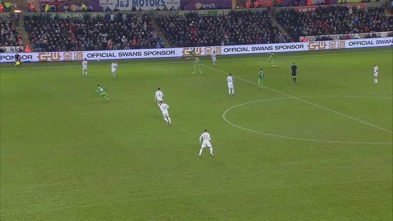 There's a hint of offside from Defoe again but Angel Rangel could be playing him on